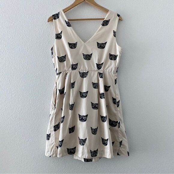 Leah Reena Goren x Anthropologie Cat Block Print White Dress Women's 6 - Picture 4 of 7